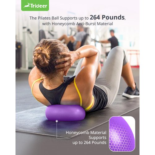 Trideer Pilates Ball 9 Inch Core Ball, Small Exercise Ball with Exercise Guide Barre Ball Mini Yoga Ball for Pilates, Yoga, Core Training, Physical Therapy, Balance, Stability, Stretching