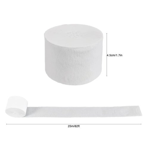Crepe Paper Streamers Decors for Birthday Wedding Festival Ornament Graduation Colorful Candyland Party Backdrop, Rainbow DIY Supplies, Art Crafts （2 Pack White)