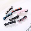 SENNI 7PCS Sparkling Crystal Stone Braided Hair Clips Hairpin Duckbill Clip with 3 Small Clips Flowers For Womens Girls Satin Fabric Hair Bands, Rhinestone Hair Clips Hair Accessories Gift (Style 6)