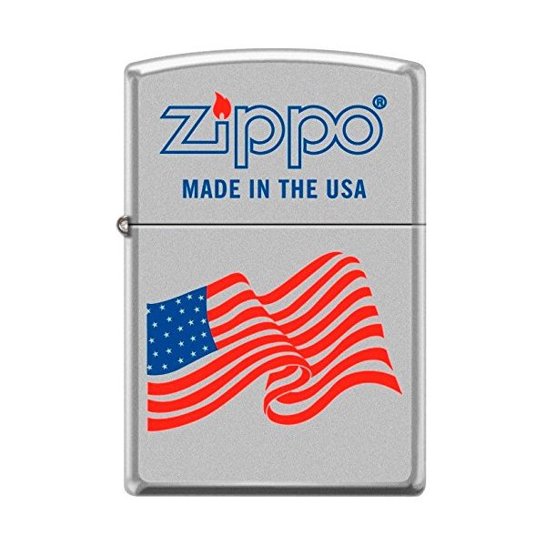 Zippo USA Flag Zippo Logo Windproof Lighter Satin ChromeRare