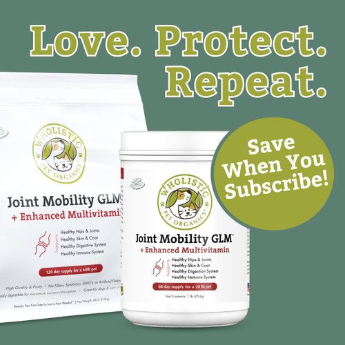Wholistic Pet Organics Joint Mobility GLM - 1 Lb - Glucosamine for Dogs Chondroitin Supplement Green Lipped Mussels - Joint Supplement for Dogs - Arthritis Pain Reliever for Large & Small Breeds
