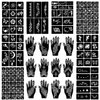 QSTOHENA Henna Tattoo Stencil Kit 171pcs, 20 Sheets Reusable Henna Stencils for Hands Indian Arabian Temporary Glitter Airbrush Tattoo Stencils for Face Body Paint DIY
