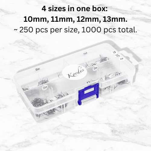 Kordes Lash Clusters – 1000pcs Lash Extension Kit – 5D Volume C Curl Lash Clusters – Handmade and Premade Fans Eyelash Extensions – Natural Mink Eyelash Extensions (10 to 13mm 7D D Curl)