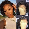 Pixie Curly Lace Wig Preplucked Human Hair Wigs Short with Baby Hair Bob 13×4 Wigs Glueless Short Wig Curly Brazilian Remy Hair 8 inches