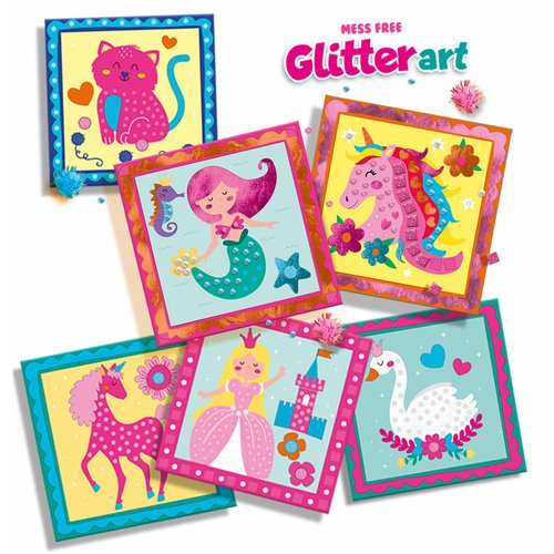SES Creative: Mess-Free Glitter Art Set - 336 Shiny Foil Diamond & Glitter Foam Stickers, Sticker Cards & Pom Poms, DIY Crafts Kit, Toy Kids Ages 3+