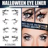 BASEMMAHER 4 Pairs Halloween Eyeshadow Eyeliner Stickers Spider Web Bat Spooky Temporary Tattoo Stickers Face Eye Makeup 3D Self-Adhesive Eye Shadow Decals for Women Girls Halloween Masquerade Party