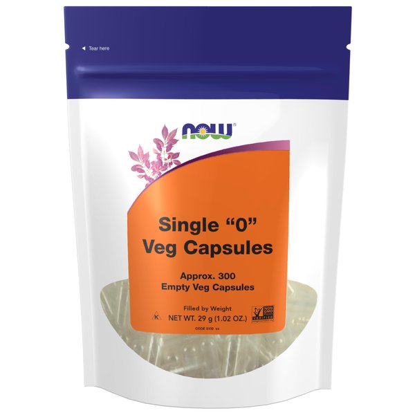 NOW Foods Supplements, Empty Vegetarian Capsules, Single "0", Filled by Weight, Non-GMO Project Verified, 300 Veg Capsules