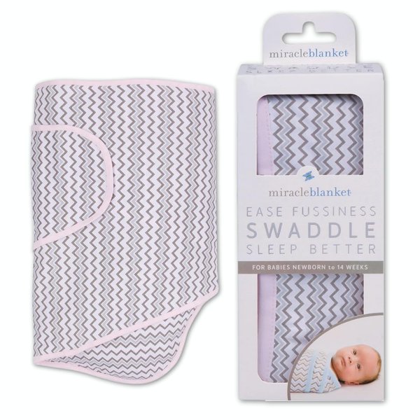 Miracle Blanket Swaddle Wrap - Newborn Essential Baby Blanket - Soft Sleep Sack Ideal for Newborns and Infants (Pink & Gray Chevron)