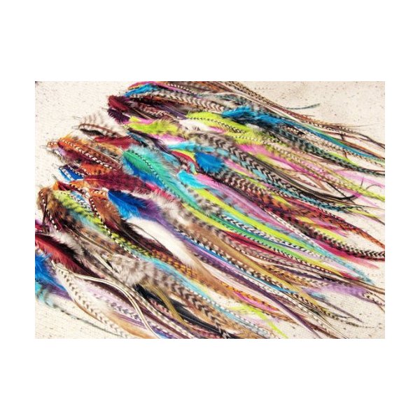 4 Natural Feather Hair Extensions 100% Real, Purple Tones