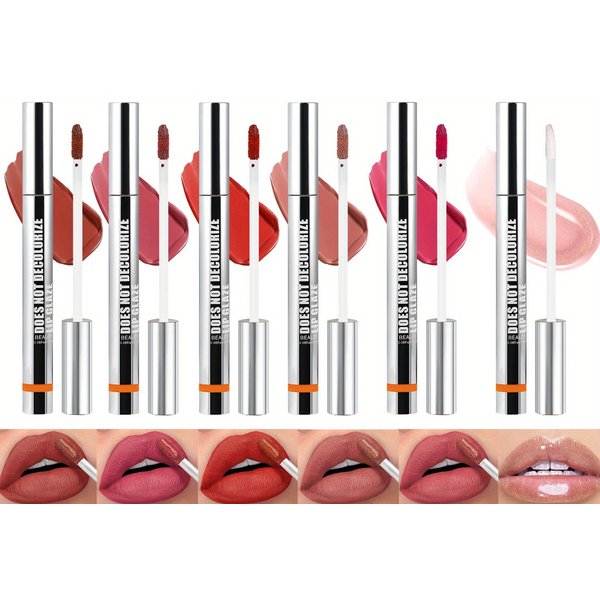 DWENGWUN 6 Colors Matte Liquid Lipstick Set, Long Lasting Lip Stain, Matte Liquid Long-Lasting Wear Non-Stick Cup Waterproof Lip Gloss, Lip Gloss Lipstick Makeup for Women and Girls