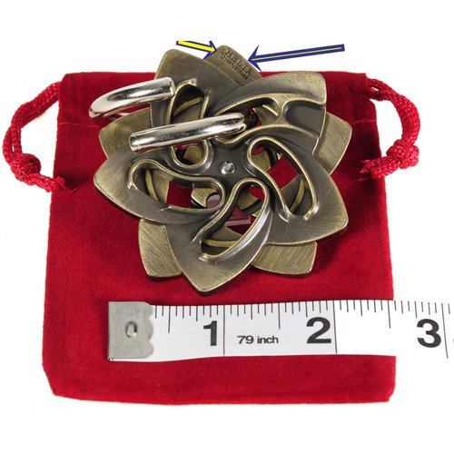 Helix Hanayama Brain Teaser Puzzle, Level 5 Difficulty, Red Velveteen Drawstring Pouch, Bundled Items