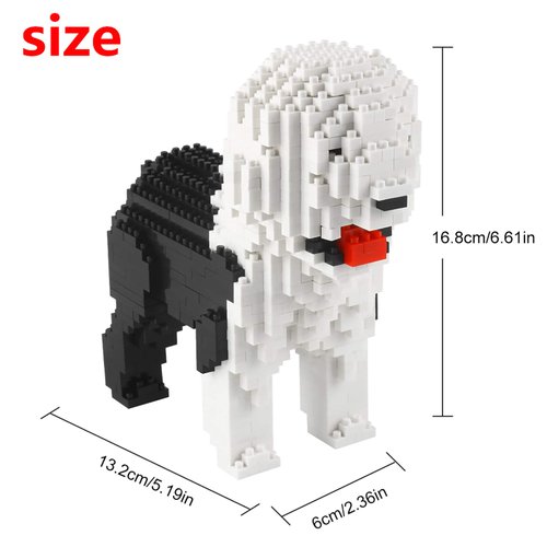 Larcele MIcro Dog Building Blocks Pet Mini Building Toy Bricks,950 Pieces KLJM-02 (Old English Sheepdog)