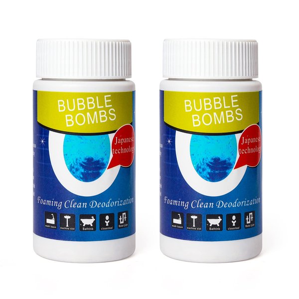 2 Pcs Pipe Dredge, Bubble Bombs Drain Cleaner, Powerful Sink and Drain Cleaner Magic Bubble Bombs Fast Foaming Pipe Cleaner Powder Dredge Agent for Kitchen Toilet Pipeline Quick Cleaning Tool