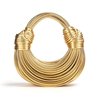 Woven Crossbody Bag for Women, Small Leather Clutch Purse, Knotted Bread Handbag, Top Handle Noodles Satchel Bag (Golden)