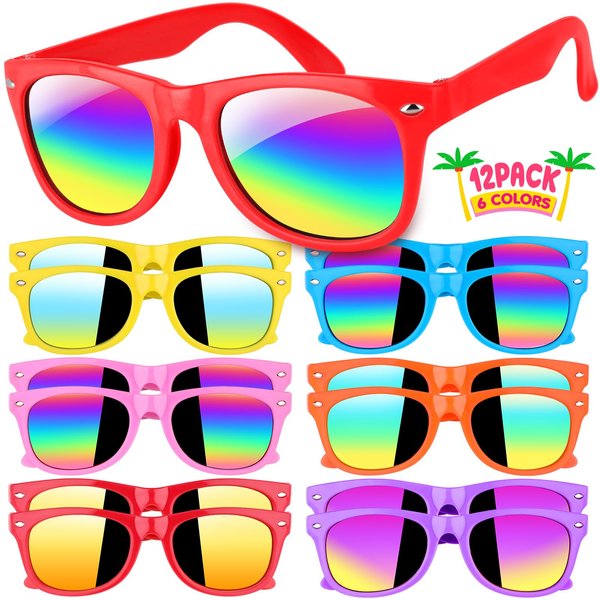Joycover Kids Sunglasses Bulk, 12 Pack Kids Sunglasses Party Favors for Kids 4-8 3-5, Neon Kids Sunglasses for Beach Pool Birthday Party Supplies, Goodie Bag Stuffers for Boy Girls