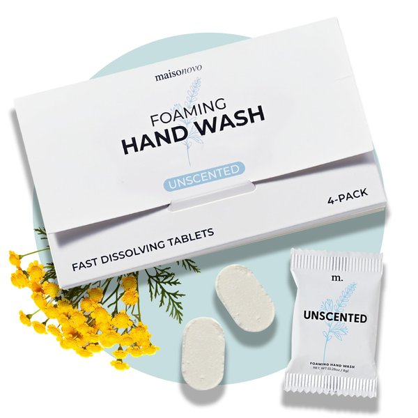 MAISONOVO 4 Pack Unscented Foaming Hand Soap Tablets
