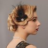 GORTIN 1920s Flapper Feather Hair Clip Great Gatsby Feather Headband Black Peacock Feather Headpiece Rhiestone Head Band Art Deco Headwear Party Prom Flapper Hair Accessories For Women and Girls