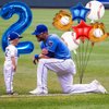 Baseball Balloons 2nd Birthday Decorations for Boys, Baseball Party Decorations Baseball Sports Theme Party Supplies, 40 inch Foil Number Balloons Number 2 Balloon Blue Red White Sports Balloon Kits