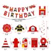 Fire Truck Birthday Party Decorations Pack Fire Truck Happy Birthday Banner Fire Engine Rescue Hanging Swirls 2 Foil Balloons 18 Latex Balloons for Boys Fireman Party Decorations