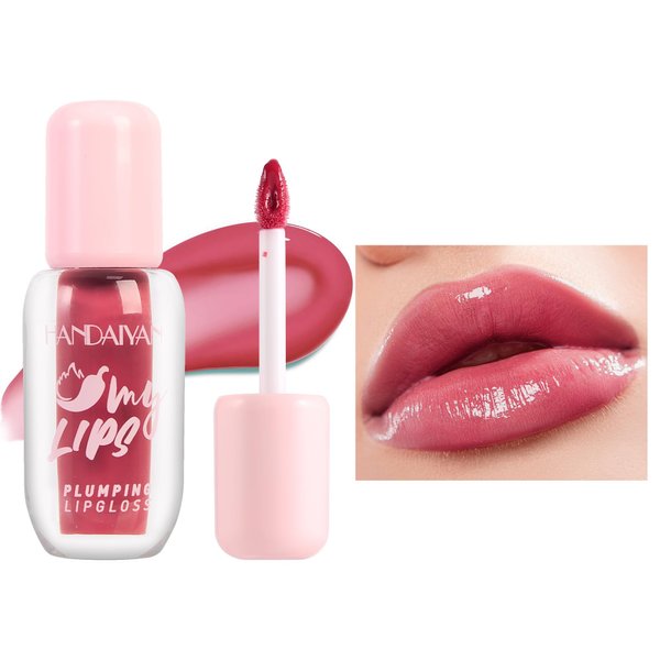 BANGFENG Intense Heat Plumping Lip Gloss with Chili Extract - Juicy & Full Lips, Instant 30% Plumper Look, Glossy Shine, Fuller Lip Plumper Lip Mirror Lip Plumping Gloss (04#)