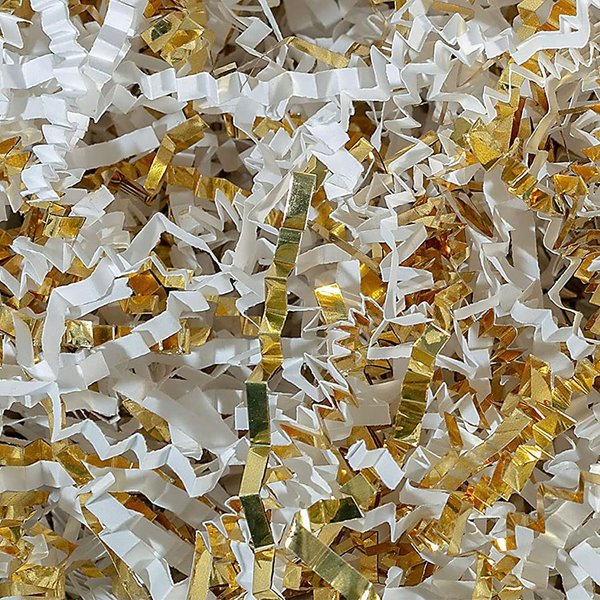 Crinkle Cut Paper Shred Filler (1/2 LB) for Halloween Decorations Craft DIY's Packaging , Shredded Paper Wrapping & Basket Gift Box Filling for Christmas Party,Wedding & and Other Occasions (White &