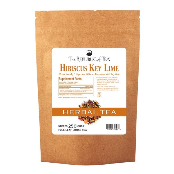 The Republic Of Tea Hibiscus Key Lime Full-Leaf Herbal Tea, 1 Pound / 250-260 Cups