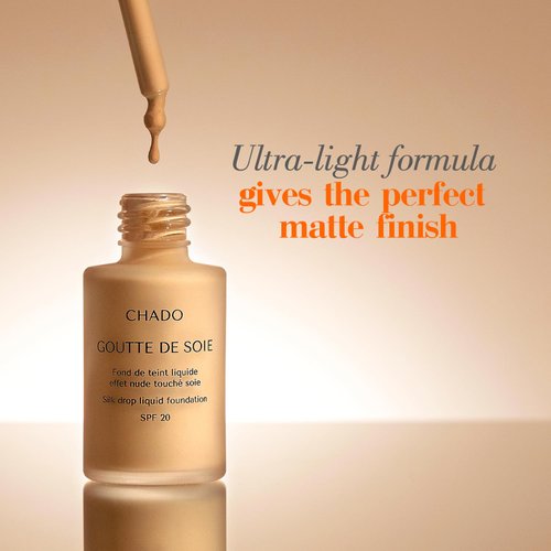CHADO Drop of Silk Foundation | Ultra-Lightweight Formula | Matte Powder Natural Finish | Long Lasting | Oil Control | Paraben and Sulfate Free | SPF 20 | 30ml (Porcelaine 473)