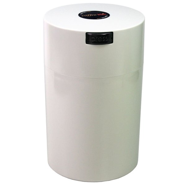 CoffeeVac 1LB – Patented Airtight Container | Multi-use Vacuum container works as smell proof containers for ground coffee and coffee bean containers. White cap and body
