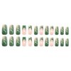 Rilafuvu Press on Nails Medium Long Fake Nails French False Nails Square Acrylic Nails Jade green Acrylic Nails Glossy Glue on Nails 24Pcs-12 Sizes