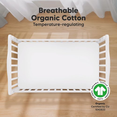 2-Pack Organic Crib Sheets for Boys, Girls - Jersey Fitted Crib Sheet, Baby Crib Sheets Neutral, Crib Mattress Sheet, Cotton Crib Sheets, Breathable Crib Sheet, Baby Mattress Sheets (Soft White)