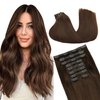 GOO GOO Clip in Hair Extensions Real Human Hair, 14inch 130g 9Pcs, 4A Chocolate Brown, Remy Human Hair Extensions Clip ins for Women, Natural Human Hair