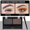 Brow Powder Kit,Long-Lasting Waterproof Two Colors Brow Filler Get Full Defined Natural Brows,Eye Brow Contour Palette with Double-ended Eyebrow Brush,sombra para cejas - Dark Brown+Dark Gray