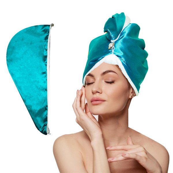 Chloven Satin Microfiber Hair Towel Wrap for Women - Anti Frizz Hair Turbans for Wet Hair,Super Absorbent & Lightweight Hair Wrap Towels Hair Drying Towel for Curly Long Hair with Button