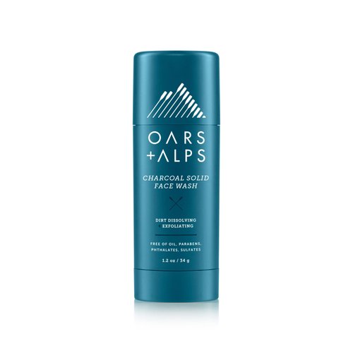 Oars + Alps Face Wash with Activated Charcoal, Exfoliating Facial Cleanser Fights Blackheads, Travel Size, Vegan and Gluten Free, 1.2 Oz