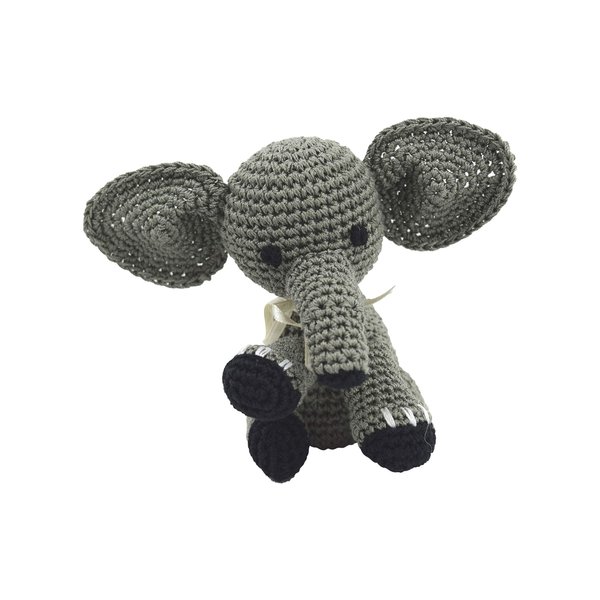 PETFLY Dog Teeth Cleaning Organic Cotton Crochet Squeaky Dog Toy for Small Dog - Elephant