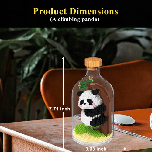 OLTLYUNH Creative Panda Toy Building Set,Adult Mini Animal Friend Set,Party Favors Gift for Kids,Animal Lovers Office Home Decor Building Block,New Year Easter Birthday Gift for Boys Girls(Climbing)