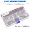 Wacky Rig Worm Hooks Kit – 163pcs Bass Fishing Wacky Worms Weedless Hooks O Ring Fishing Sinkers Fishing Swivels for Artificial Soft Stick Baits
