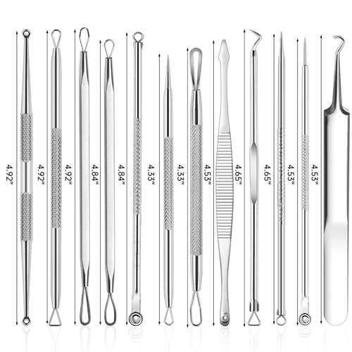 15 PCS Pimple Popper Tool Kit,Blackhead Remover Comedone Extractor Tools,Professional Pimple Comedone Extractor,Stainless Steel Skin Blemish Removal Acne Tools for Forehead Nose Face with Metal Case