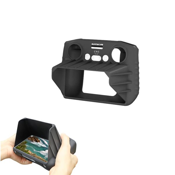 Taoke Mini 3 Pro Remote Controller Skin Case with Sunhood, Silicone Protective Cover for D JI RC (Black)