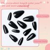 Bellelfin 240pcs Short Press on Nails Black Full Cover Short Almond Fake Nails, Thick Acrylic Nails Press Ons 12Sizes False Nails with Glue for Women Girls Fingernails Design