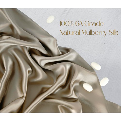 ZIMASILK 100% Pure Mulberry Silk Pillowcase for Hair and Skin Health,Soft and Smooth,Both Sides Premium Grade 6A Silk,600 Thread Count,with Hidden Zipper,1pc (Queen 20''x30'',Taupe)