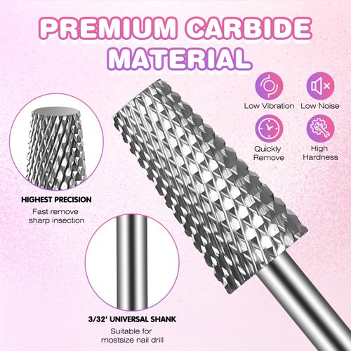 Depvko 10pcs Tungsten Carbide Nail Drill Bits Set 3/32'' Professional: 5 in 1 Carbide Diamond Cuticle Removal Drill Bits Nail Tech for Acrylic Gel Dip Powder Nails for Nail Polish Manicure Pedicure