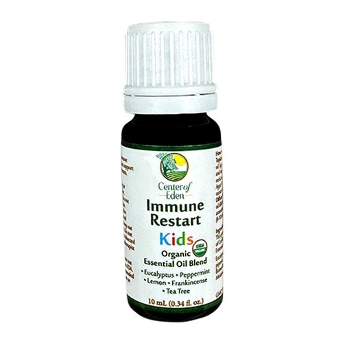 Center of Eden Immune Restart Kids, Organic Essential Oil Blend for Immune Support,100% Pure Therapeutic Grade, Non-GMO Eucalyptus, Peppermint, Tea Tree, Lemon, Frankincense
