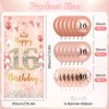 16th Birthday Party Decorations for Girls Rose Gold Happy 16th Birthday Banner with 18pcs 16th Balloons 16th Door Cover Backdrop Set for Girls Boys Birthday Anniversary Party Sign Porch Decor Supplies