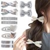 5 Pairs Silver Bow Cute Hair Clips Heart Bow Heart Hair Clip Cloth Leather Heart Hair Barrettes Bow Barrettes Hair Bow Clips Barrette Hair Bow Clip Hair Bows for Women Girls Bow Heart Hair Accessories