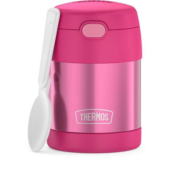 THERMOS FUNTAINER Insulated Food Jar – 10 Ounce, Pink – Kid Friendly Thermos Food Jar with Foldable Spoon