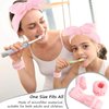 AMCAMI 6 PCS Spa Headband with Wristband Face Wash Set Makeup Headband and Wristband Towel for Washing Face Cosmetic Skincare Headband for Girls Microfiber Make up Headbands Wristbands (Solid pink)