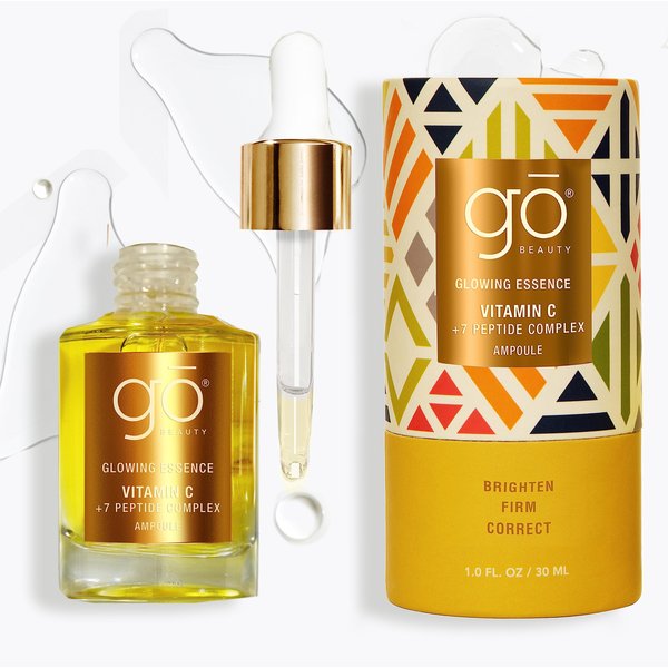 Go Beauty Daily Skin Brightening & Tightening Serum with Vitamin C, Niacinamide, Vitamin B5, Collagen & + 7 Peptide Complex for Dark Spots, Dull & Uneven Skin Tone – Glowing Essence,1 fl. Oz