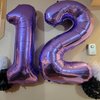 Purple Birthday Balloon Number 12, 40 Inch Big Foil Mylar Number 1 and 2 Balloons with Purple Confetti Latex Helium Balloons for Girls Women 12th 21st Birthday Anniversary Party Decorations Supplies