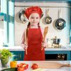 SUNLAND Kids Apron And Hat Set Children Chef Apron For Cooking Baking Painting (Red, S)